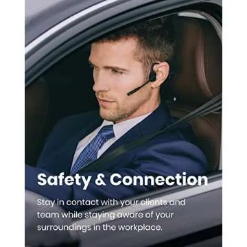 SHOKZ (AfterShokz OpenComm - Bone Conduction Open-Ear Stereo Bluetooth Headset with Noise-Canceling Boom Microphone - Wireless Headset for Mobile Use, with Bookmark