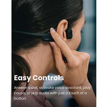 SHOKZ (AfterShokz OpenComm - Bone Conduction Open-Ear Stereo Bluetooth Headset with Noise-Canceling Boom Microphone - Wireless Headset for Mobile Use, with Bookmark