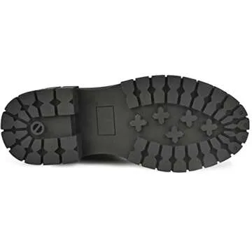 READYSALTED Women's Ankle Low Heel Platform Chunky Sole chelsea Slip On Boots(HONGO1-BK,US8)