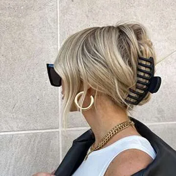 YANRONG Matte Large Hair Claw For Women Spring Design Non-Slip For Thick Hair Banana Openwork Geometry Hair Clips Hair Styling Accessories Strong Hold Barrettes (3PCS)