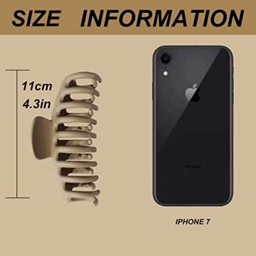 YANRONG Matte Large Hair Claw For Women Spring Design Non-Slip For Thick Hair Banana Openwork Geometry Hair Clips Hair Styling Accessories Strong Hold Barrettes (3PCS)