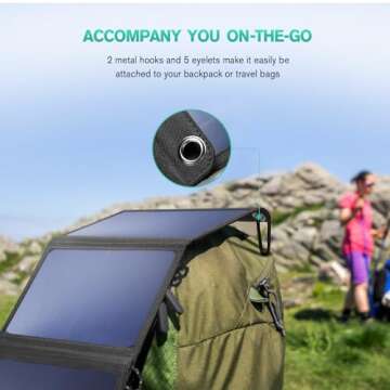 Nekteck 28W Portable Solar Panel Charger, 2 USB-A Ports, (5V/4.0A Max) 24% Efficient Maxeon Cells Solar Charger, IPX4 Waterproof, Compatible with iPhone 12/11/11pro/Xs, iPad, Samsung Galaxy and More