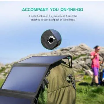 Nekteck 28W Portable Solar Panel Charger, 2 USB-A Ports, (5V/4.0A Max) 24% Efficient Maxeon Cells Solar Charger, IPX4 Waterproof, Compatible with iPhone 12/11/11pro/Xs, iPad, Samsung Galaxy and More