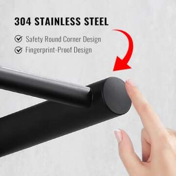 SZQSHWL Bathroom Towel Bar, 16-30 Inch Adjustable Towel Racks for Bathroom,3-Tiers Stainless Steel Ladder Towel Rails, Wall Mounted Matte Black Hand Towel Holder for Bath