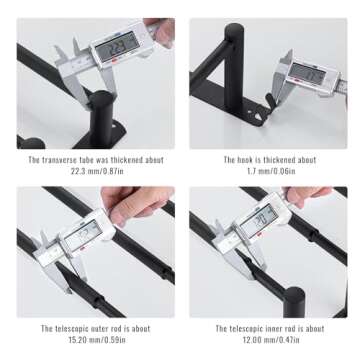 SZQSHWL Bathroom Towel Bar, 16-30 Inch Adjustable Towel Racks for Bathroom,3-Tiers Stainless Steel Ladder Towel Rails, Wall Mounted Matte Black Hand Towel Holder for Bath