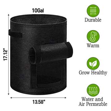 JOPESO Potato Grow Bags 10 Gallon 2 Pack,Potato Growing Bags with Flap Harvest Window and Handles, Thickened Non-Woven Fabric Pots for Vegetable Potato Tomato Flowers Fruits
