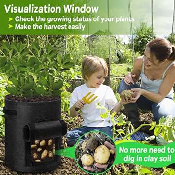 JOPESO Potato Grow Bags 10 Gallon 2 Pack,Potato Growing Bags with Flap Harvest Window and Handles, Thickened Non-Woven Fabric Pots for Vegetable Potato Tomato Flowers Fruits