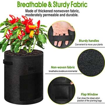 JOPESO Potato Grow Bags 10 Gallon 2 Pack,Potato Growing Bags with Flap Harvest Window and Handles, Thickened Non-Woven Fabric Pots for Vegetable Potato Tomato Flowers Fruits