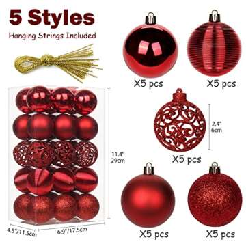 30PCS 2.36" Shatterproof Christmas Ball Ornaments for Festive Cheer