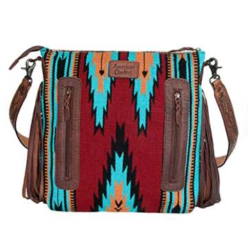American Darling Saddle Blanket Crossbody Purse Genuine Leather Western Bag fringe Style Handbag ADBGZ1389G