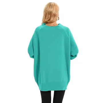 Famulily Women Green Oversized Turtleneck Tunic Sweater Batwing Dolman Long Sleeve Turtle Necks Slouchy Tunic Tops XL