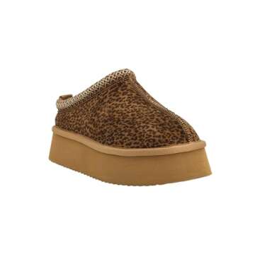 Corkys Footwear Pillow Talk 1.75-Inch Platform Slippers Mini Leopard Size 7, Faux Fur Lining, Cozy Indoor/Outdoor Footwear for Fall & Winter
