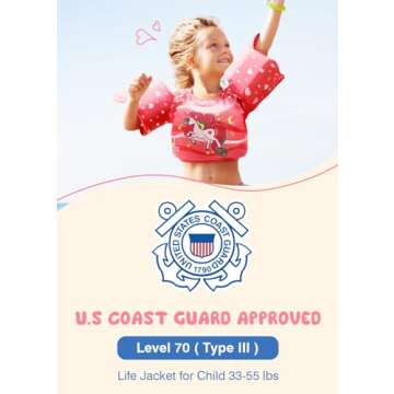 USCG Approved Toddler Swim Vest 33-55 LBS,Toddler Floaties Life Jacket for 30-50 Pounds, Kids Arm Fl...