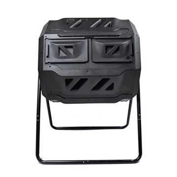 MaxWorks 80699 Compost Bin Tumbler for Garden and Outdoor, 42 Gallon Capacity with 2 Chambers Dual R...