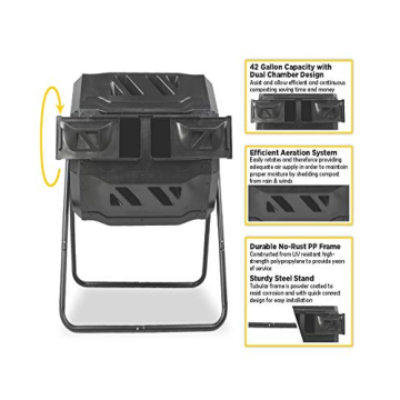 MaxWorks 80699 Compost Bin Tumbler 42 Gallon Dual Chamber