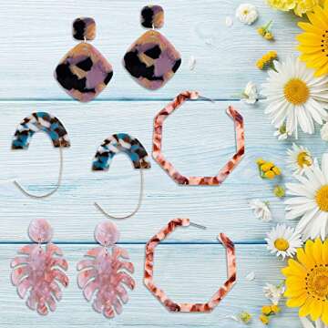 Duufin 20 Pairs Stylish Acrylic Earrings for Women