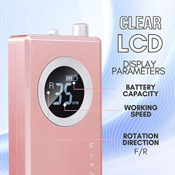 Makartt Rechargeable Nail Drill Electric Nail File Pink Stephanee 35000RPM Professional Nail Drill Kit Portable E File Manicure Drill for Acrylic Nails Poly Nail Gel Polish Nail Extension Gel B-18