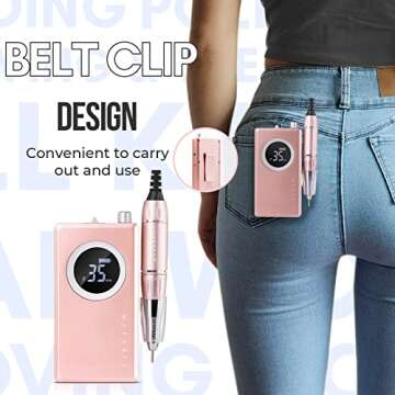 Makartt Rechargeable Nail Drill Electric Nail File Pink Stephanee 35000RPM Professional Nail Drill Kit Portable E File Manicure Drill for Acrylic Nails Poly Nail Gel Polish Nail Extension Gel B-18