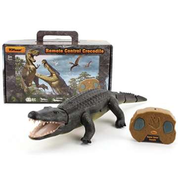 Top Race Remote Control Crocodile, Prank Remote Snake RC Animal Toy, Looks Real Feels Real Roars and Moves Like a Realistic Snake (TR-Croc)