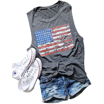 HRIUYI Women's 4th of July American Flag Tank Top - Soft Cotton