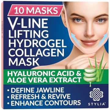 Stylia Double Chin Mask - V Line Chin Strap - Lifting Collagen Face Mask with Hyaluronic Acid & Aloe...