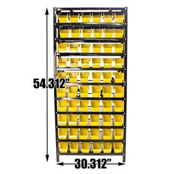 Erie Tools TLPB60 60 Parts Bin Shelving Organize with Plastic Bins for Garage, Shop, and Home Storag...