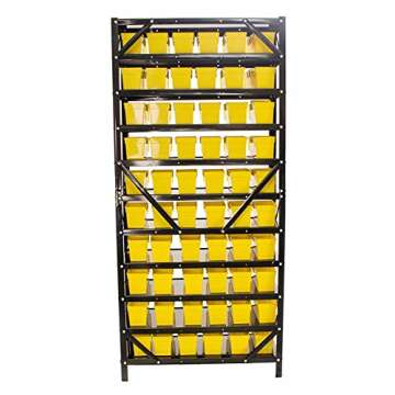 Erie Tools TLPB60 60 Parts Bin Shelving Organize with Plastic Bins for Garage, Shop, and Home Storage
