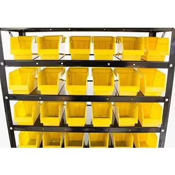 Erie Tools TLPB60 60 Parts Bin Shelving Organize with Plastic Bins for Garage, Shop, and Home Storage