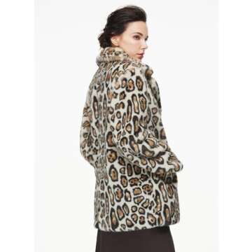 Stylish BEAUZSUZSANA Faux Fur Leopard Coat for Women