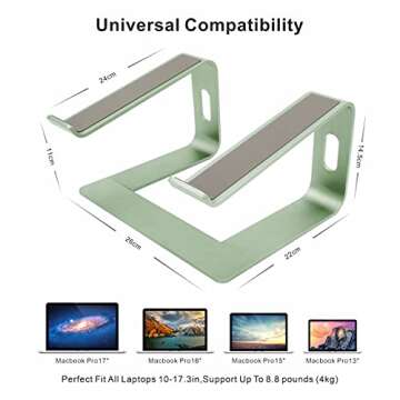 Laptop Stand,Ergonomic Aluminum Laptop Mount Computer Stand,Detachable Laptop Riser,Notebook Holder Stand Compatible with MacBook Pro/Air HP Lenovo Samsung,Dell,All 10-17.3" Laptops (Apple Green)