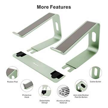 Laptop Stand,Ergonomic Aluminum Laptop Mount Computer Stand,Detachable Laptop Riser,Notebook Holder Stand Compatible with MacBook Pro/Air HP Lenovo Samsung,Dell,All 10-17.3" Laptops (Apple Green)