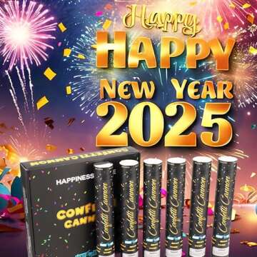 [6 Pack] Gold Confetti Poppers - 12" Flameproof Confetti Cannon for Birthdays - Graduation, Weddings...