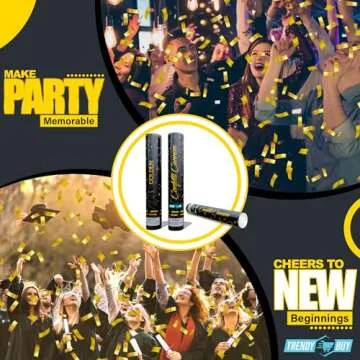 [6 Pack] Gold Confetti Poppers - 12" Flameproof Confetti Cannon for Birthdays - Graduation, Weddings, Pranks & New Years Eve Celebrations - Party Poppers Confetti shooters & Confetti Blaster upto 25ft