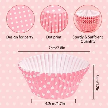 Vibrant Polka Dot Cupcake Liners, 100ct Non-Stick Baking Cups