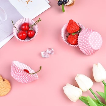 Vibrant Polka Dot Cupcake Liners, 100ct Non-Stick Baking Cups