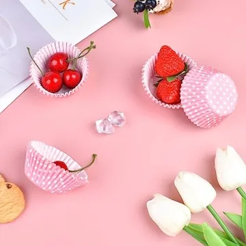Vibrant Polka Dot Cupcake Liners, 100ct Non-Stick Baking Cups
