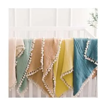 Crane Baby Muslin Swaddle Blanket, Soft Cotton Lightweight Nursery and Stroller Blanket for Baby Boys & Girls, Copper, 30" x 40"