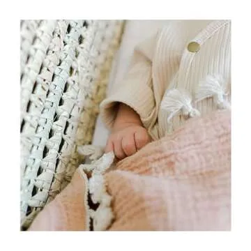 Crane Baby Muslin Swaddle Blanket, Soft Cotton Lightweight Nursery and Stroller Blanket for Baby Boys & Girls, Copper, 30" x 40"