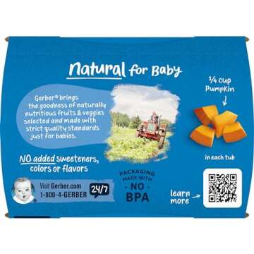 Gerber 2nd Food Baby Food Pumpkin Puree, Natural & Non-GMO, 4 Ounce Tubs, 2-Pack (Pack of 8)