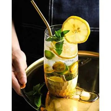 Reusable Metal Gold Straws 50Pcs.215x6mm Stainless Steel Drinking Straws in Bulk For Wholesale.8.5inch Curved Bent Straws for 20oz Tumblers Yeti (50pcs all bent Gold-8.5")