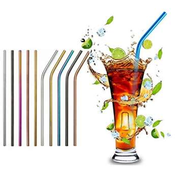 Reusable Metal Gold Straws 50Pcs.215x6mm Stainless Steel Drinking Straws in Bulk For Wholesale.8.5inch Curved Bent Straws for 20oz Tumblers Yeti (50pcs all bent Gold-8.5")