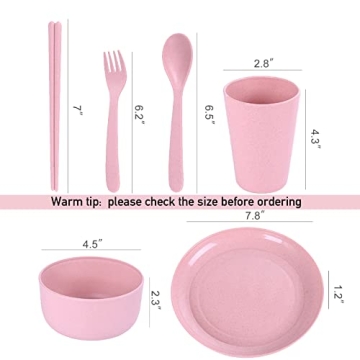 DeeCoo Wheat Straw Dinnerware Set for All Ages