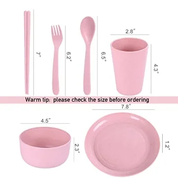 DeeCoo Wheat Straw Dinnerware Set for All Ages