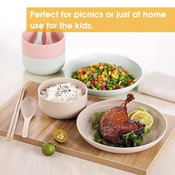 DeeCoo Wheat Straw Dinnerware Set for All Ages