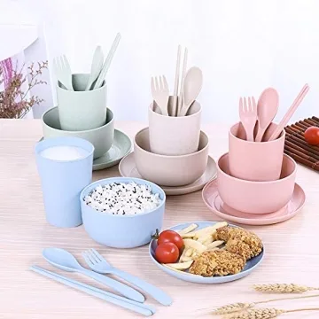 DeeCoo Wheat Straw Dinnerware Set for All Ages