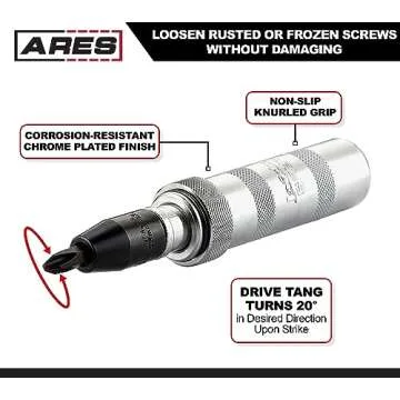 ARES 70006-3/8-Inch Drive Manual Reversible Impact Driver - Flathead 5/16-Inch, 3/8-Inch, and Phillips 2, 3 Bits Cover Most Common Applications - Disengage Rusted Fasteners or Frozen Bolts