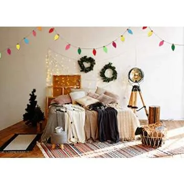 A Taste of Christmas Rainbow Felted Lights Bulb String Garlands Cute Vintage Ceiling Mantle Decorations for a Small Patio Door Room or Indoor Birthday Party