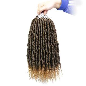 18 Inch Bomb Twist Crochet Hair 6 Packs Fluffy Spring Twist Braids Pretwisted Passion Twist Hair Pre looped Crochet Hair Braids Synthetic Braiding Hair Extensions for Women (1B/27#)