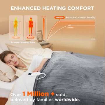 Bedsure Electric Blanket Twin - Soft Flannel Heated Blanket Twin Size, GentleSoft Fast Heating with 10 Time Settings & 6 Heat Settings, Warm Gift for Grandma (62x84 inches, Grey)