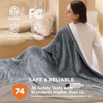 Bedsure Electric Blanket Twin - Soft Flannel Heated Blanket Twin Size, GentleSoft Fast Heating with 10 Time Settings & 6 Heat Settings, Warm Gift for Grandma (62x84 inches, Grey)